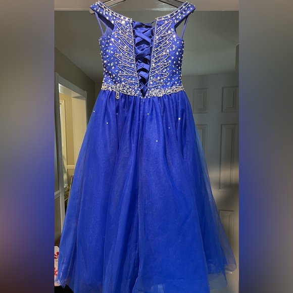Royal blue girls pageant formal dress, size 6 8 - Picture 3 of 8